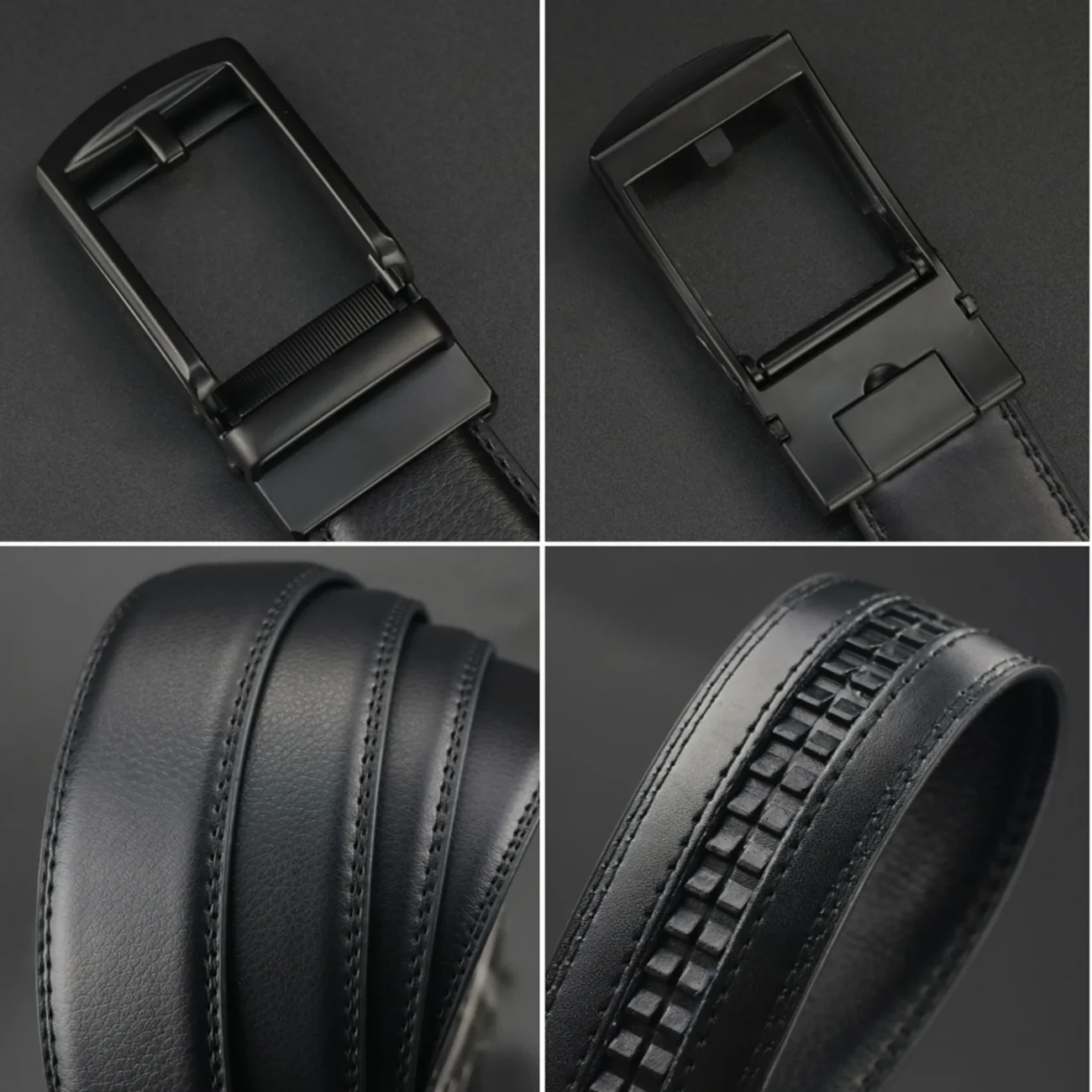Adjustable Belts for Men with Silding Buckle Size-Customize - Black - Image 3