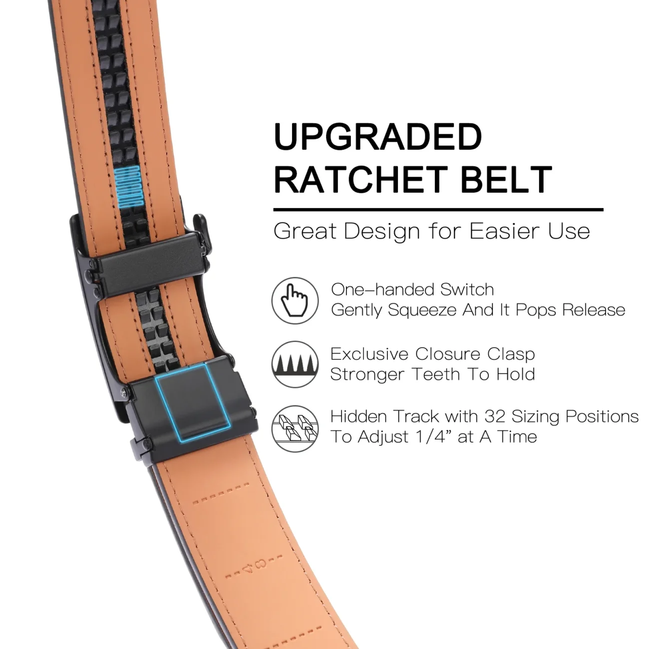 Leather Belts Dress Casual Belt for Men 1 3/8" Automatic Adjustable - Image 4